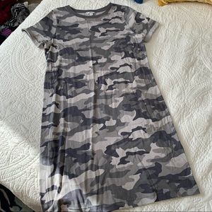 Sonoma Light Gray Camo T-Shirt Dress - Size S